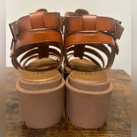 Pop Womens Cognac Sundress Heeled Sandals NWT Various Sizes - Picture 6 of 9